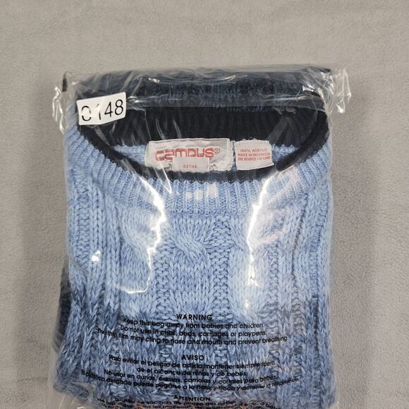 Vintage Campus Sweater Mens Large Ombre Grandpacore Preppy Beachy 90s Acrylic - Picture 7 of 7